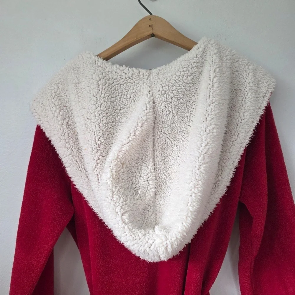 Victoria's Secret Red/White Cozy Hooded Short Robe - XS/S